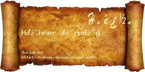 Hübner Árpád névjegykártya